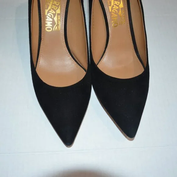 Salvatore Ferragamo Susi Black Suede Kid Pump, Size 9.5, NWOT